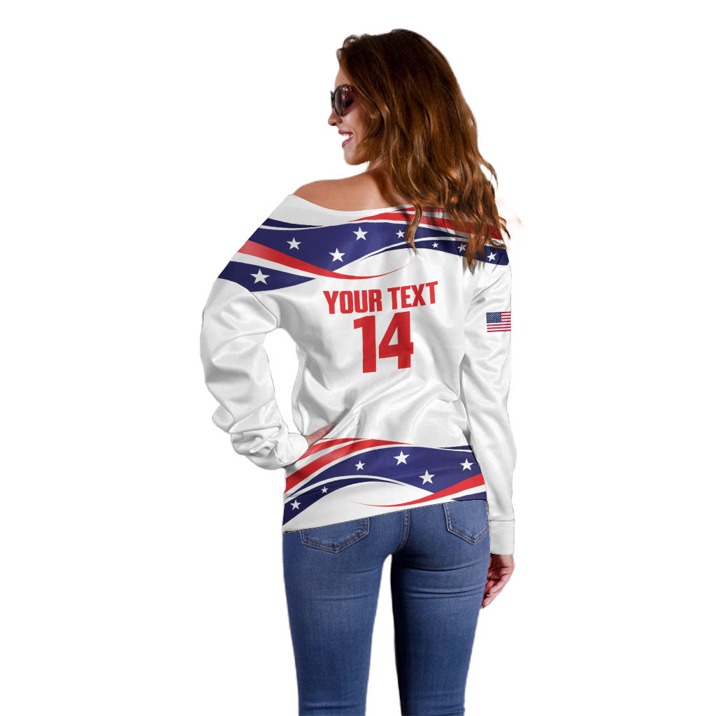 United States 2026 Soccer Custom Off Shoulder Sweater We Are USA Go Champions Flag Waves