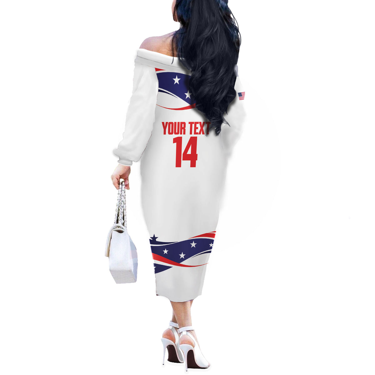 United States 2026 Soccer Custom Off The Shoulder Long Sleeve Dress We Are USA Go Champions Flag Waves