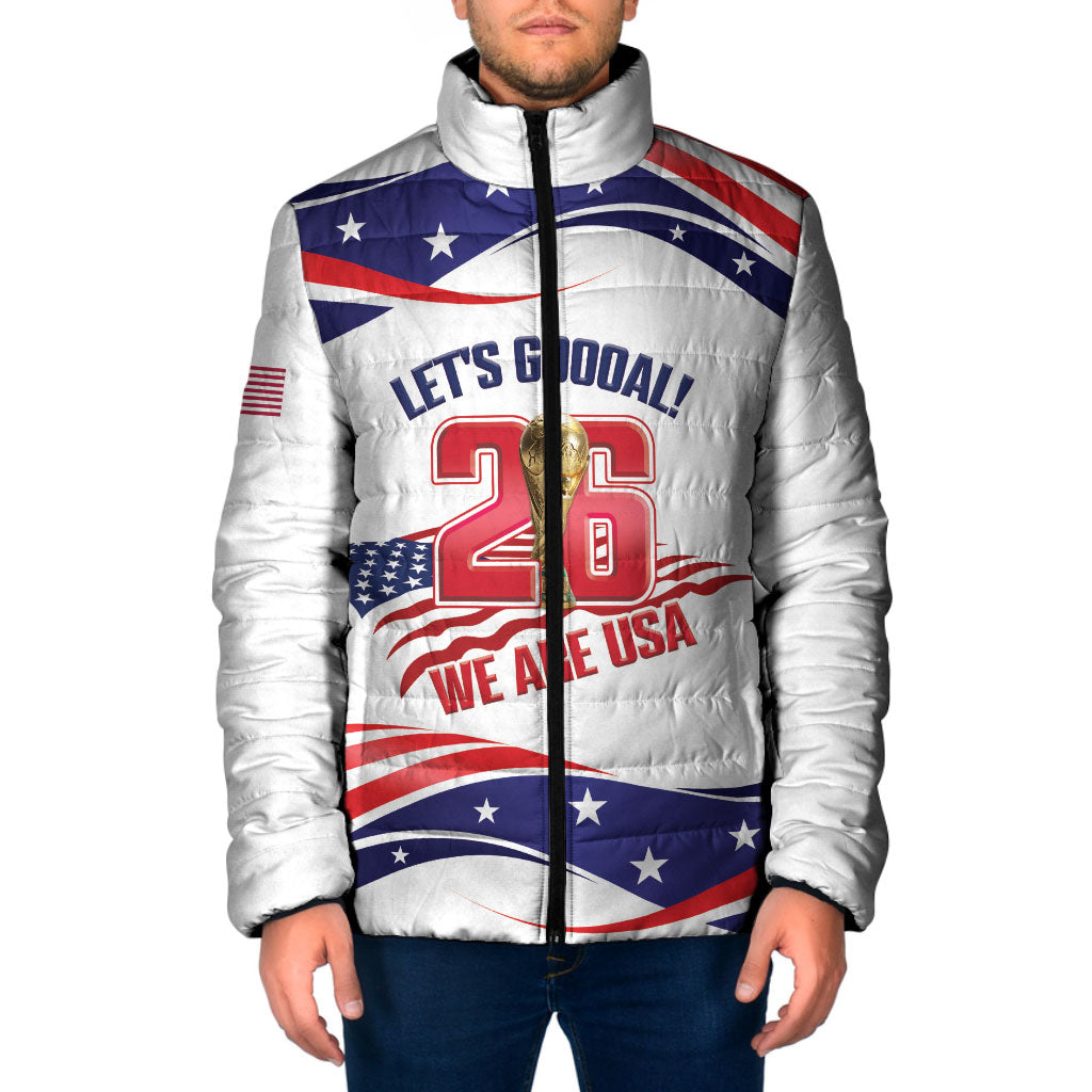 United States 2026 Soccer Custom Padded Jacket We Are USA Go Champions Flag Waves