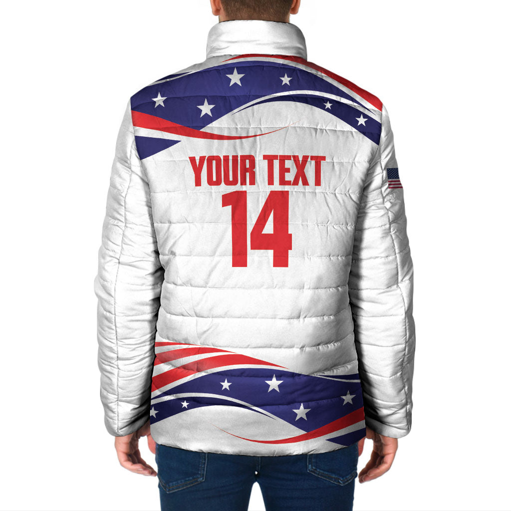 United States 2026 Soccer Custom Padded Jacket We Are USA Go Champions Flag Waves