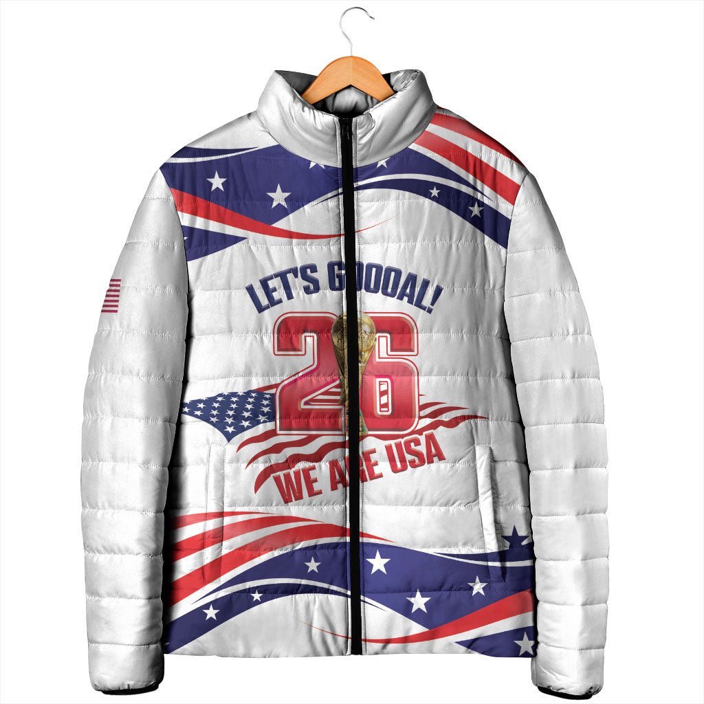 United States 2026 Soccer Custom Padded Jacket We Are USA Go Champions Flag Waves