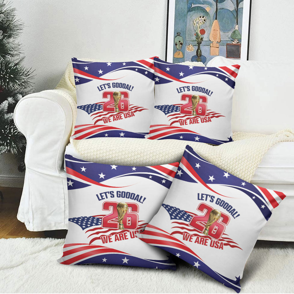 United States 2026 Soccer Pillow Cover We Are USA Go Champions Flag Waves