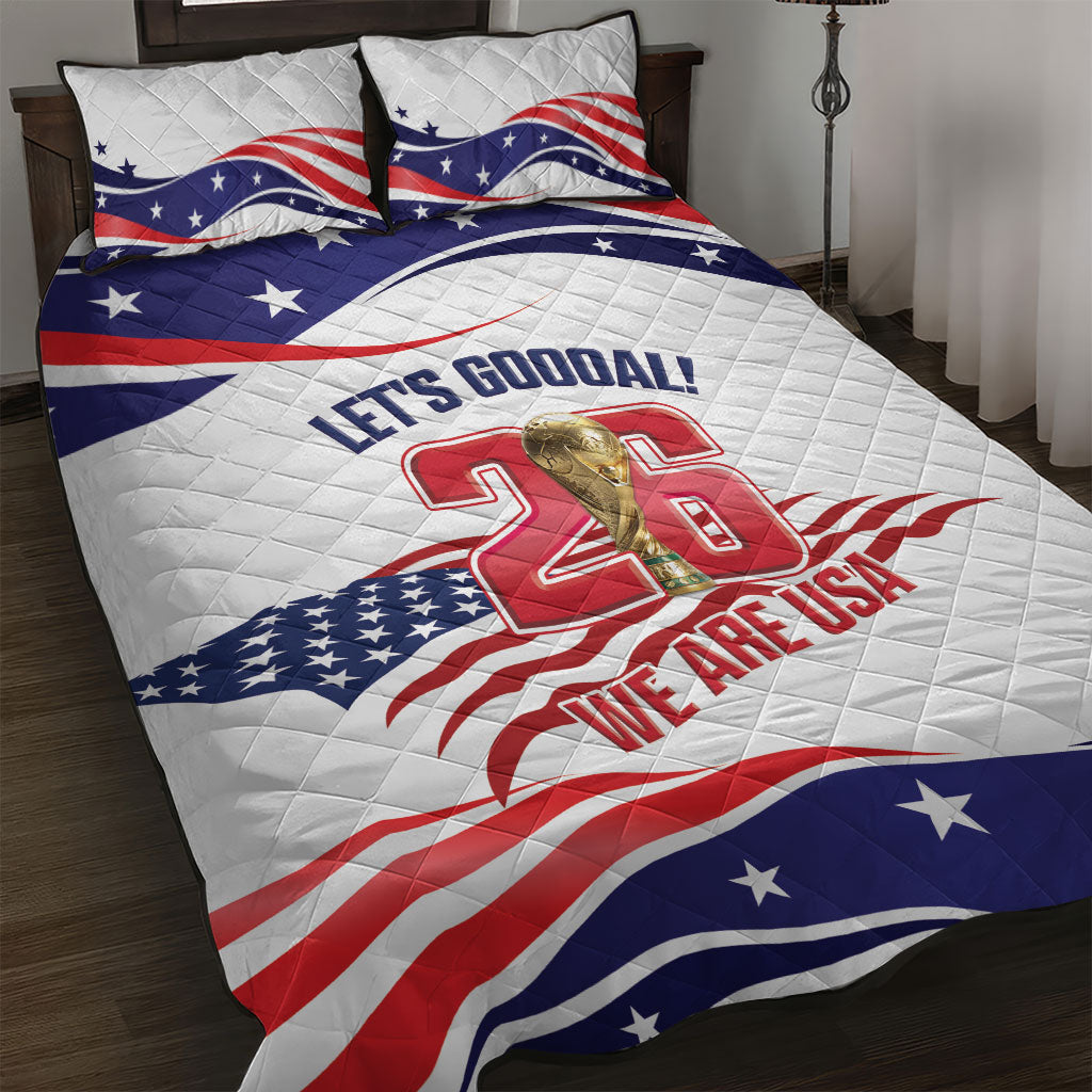 United States 2026 Soccer Quilt Bed Set We Are USA Go Champions Flag Waves