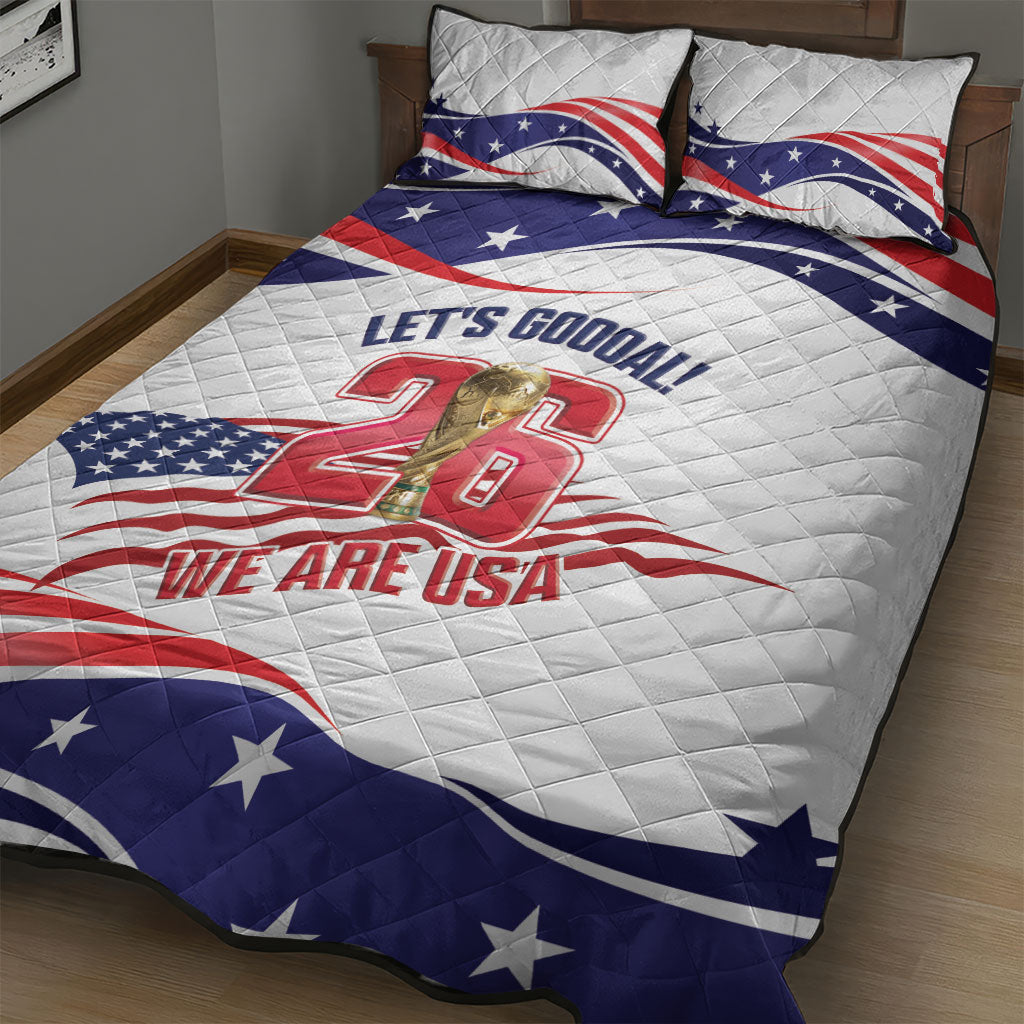 United States 2026 Soccer Quilt Bed Set We Are USA Go Champions Flag Waves