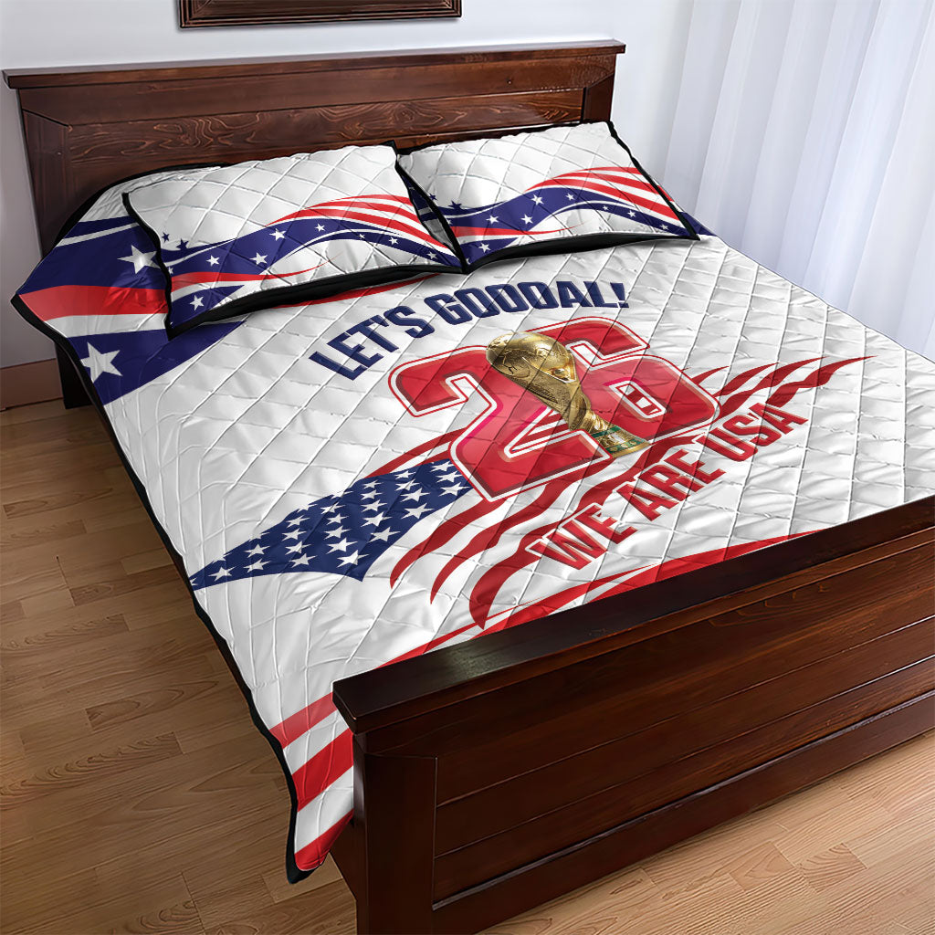 United States 2026 Soccer Quilt Bed Set We Are USA Go Champions Flag Waves