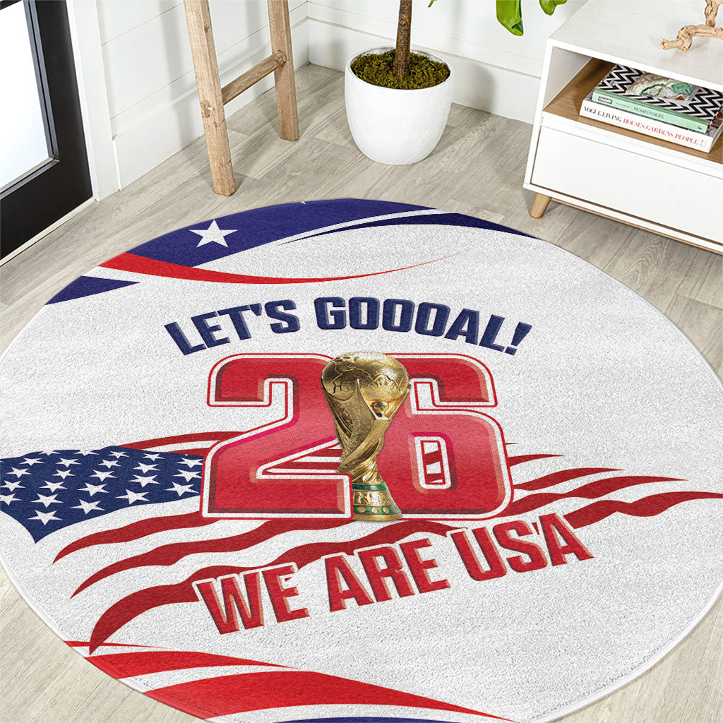 United States 2026 Soccer Round Carpet We Are USA Go Champions Flag Waves