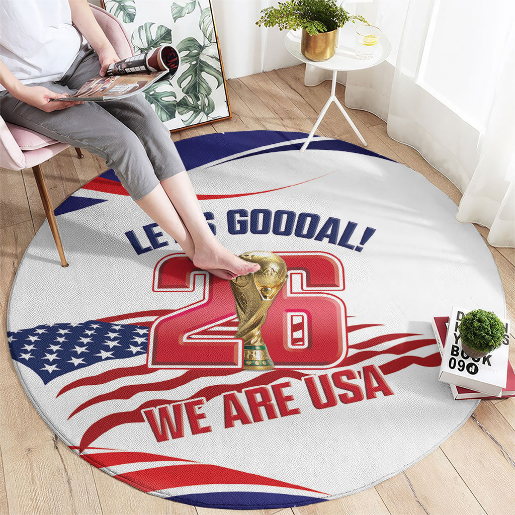 United States 2026 Soccer Round Carpet We Are USA Go Champions Flag Waves