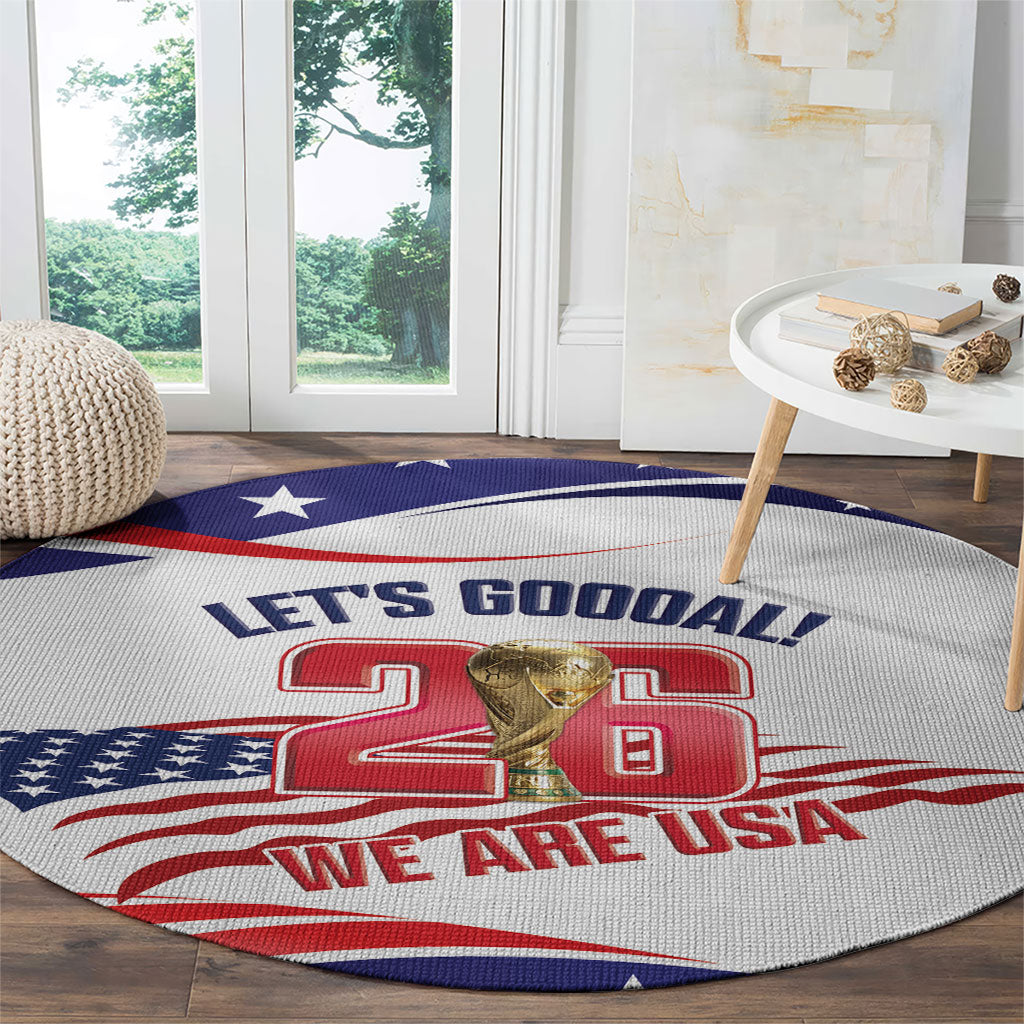 United States 2026 Soccer Round Carpet We Are USA Go Champions Flag Waves