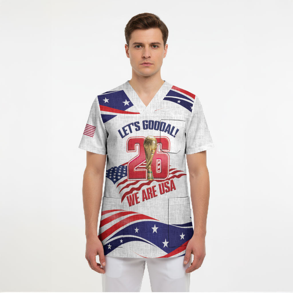 United States 2026 Soccer Custom Scrub Top We Are USA Go Champions Flag Waves