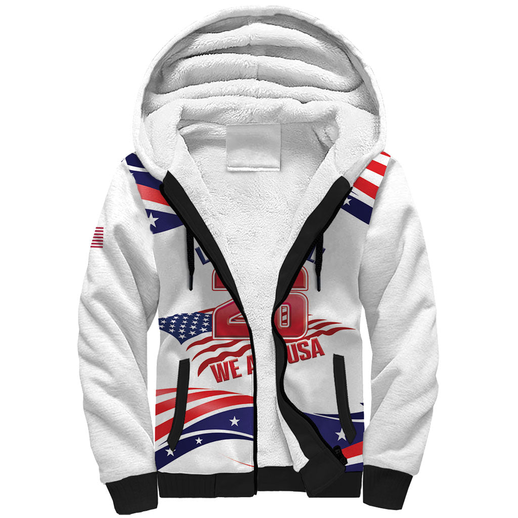 United States 2026 Soccer Custom Sherpa Hoodie We Are USA Go Champions Flag Waves