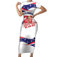 United States 2026 Soccer Custom Short Sleeve Bodycon Dress We Are USA Go Champions Flag Waves