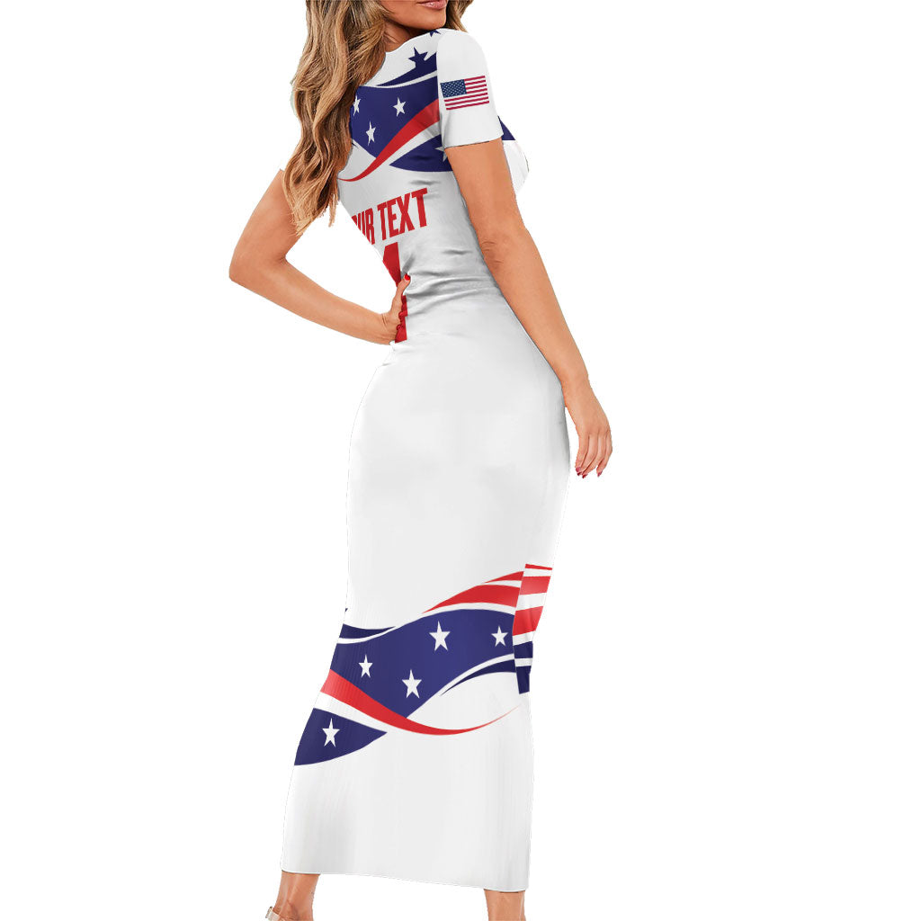 United States 2026 Soccer Custom Short Sleeve Bodycon Dress We Are USA Go Champions Flag Waves