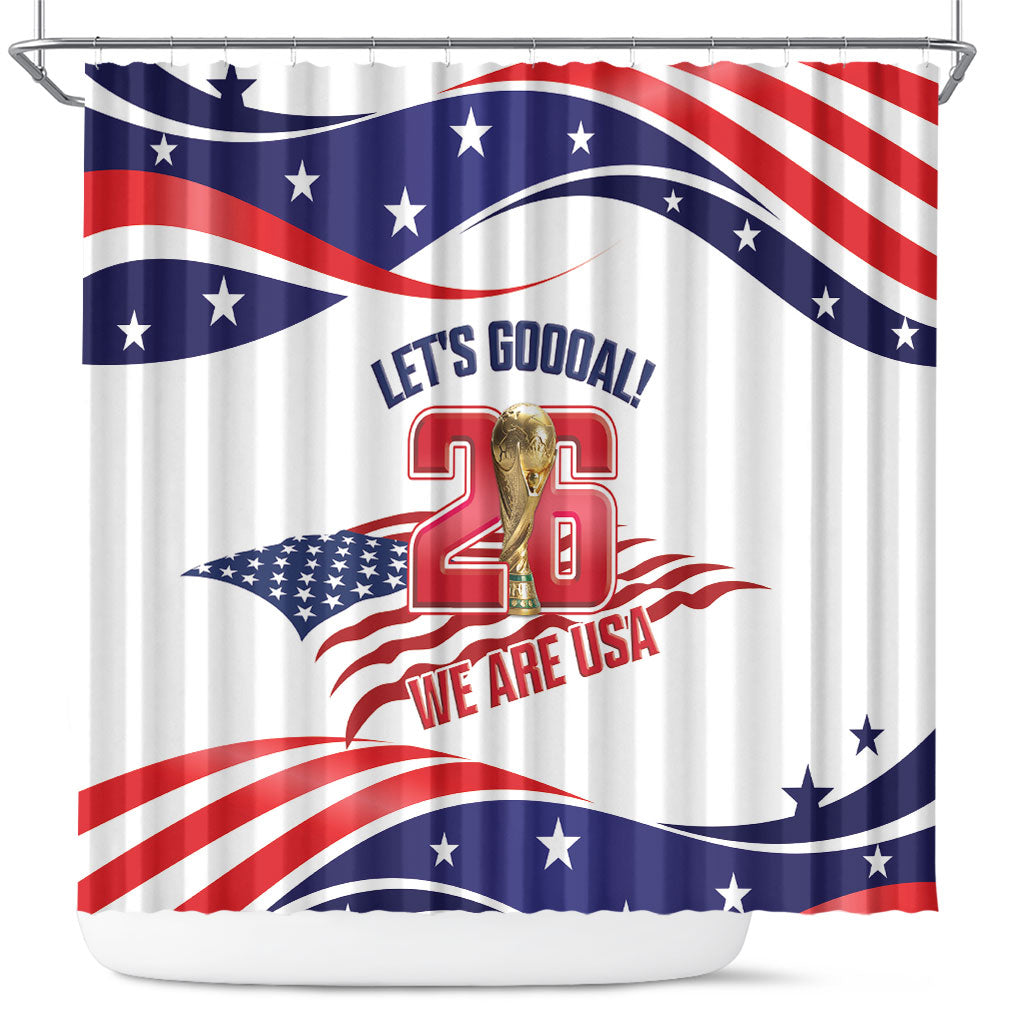 United States 2026 Soccer Shower Curtain We Are USA Go Champions Flag Waves