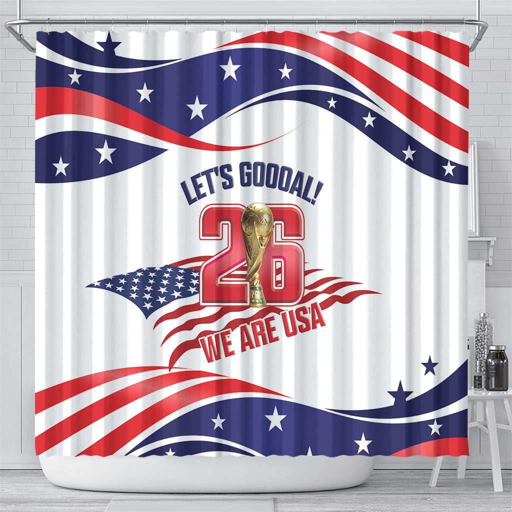 United States 2026 Soccer Shower Curtain We Are USA Go Champions Flag Waves