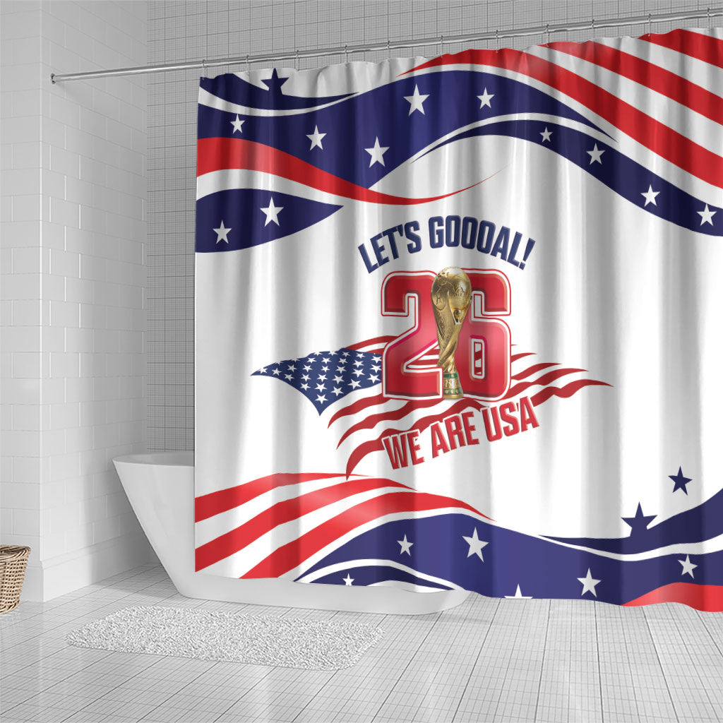 United States 2026 Soccer Shower Curtain We Are USA Go Champions Flag Waves