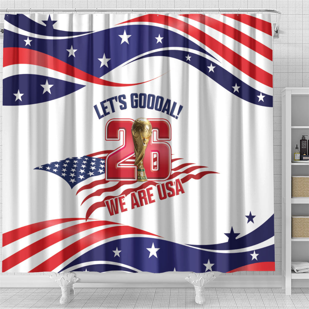 United States 2026 Soccer Shower Curtain We Are USA Go Champions Flag Waves