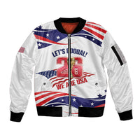 United States 2026 Soccer Custom Sleeve Zip Bomber Jacket We Are USA Go Champions Flag Waves