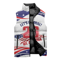 United States 2026 Soccer Custom Sleeveless Puffer Jacket We Are USA Go Champions Flag Waves
