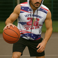 United States 2026 Soccer Custom Sleeveless Zip Hoodie We Are USA Go Champions Flag Waves