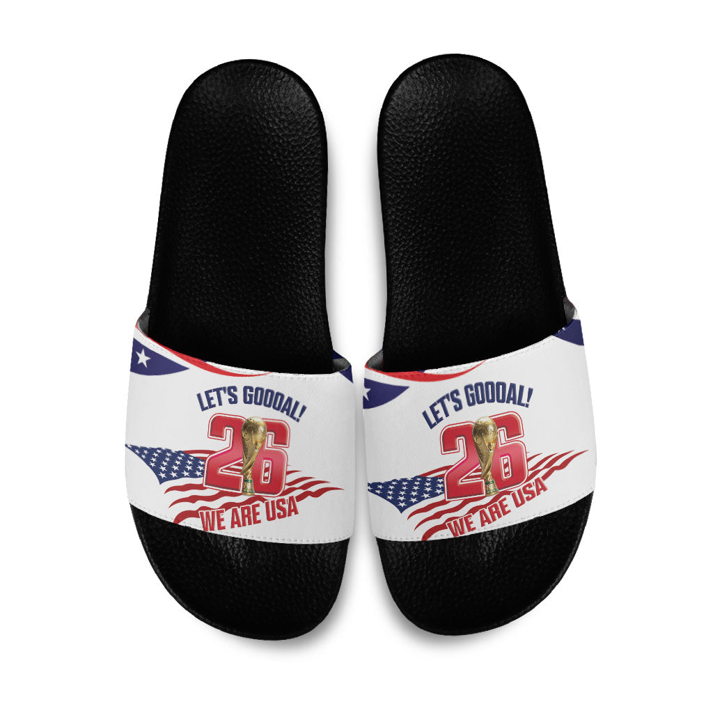 United States 2026 Soccer Slide Sandals We Are USA Go Champions Flag Waves