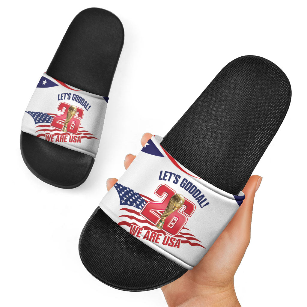 United States 2026 Soccer Slide Sandals We Are USA Go Champions Flag Waves