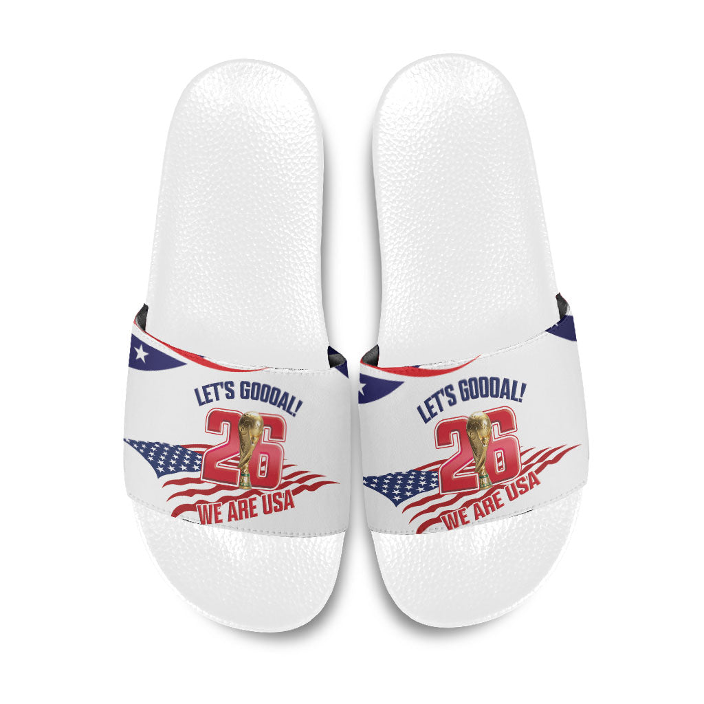 United States 2026 Soccer Slide Sandals We Are USA Go Champions Flag Waves