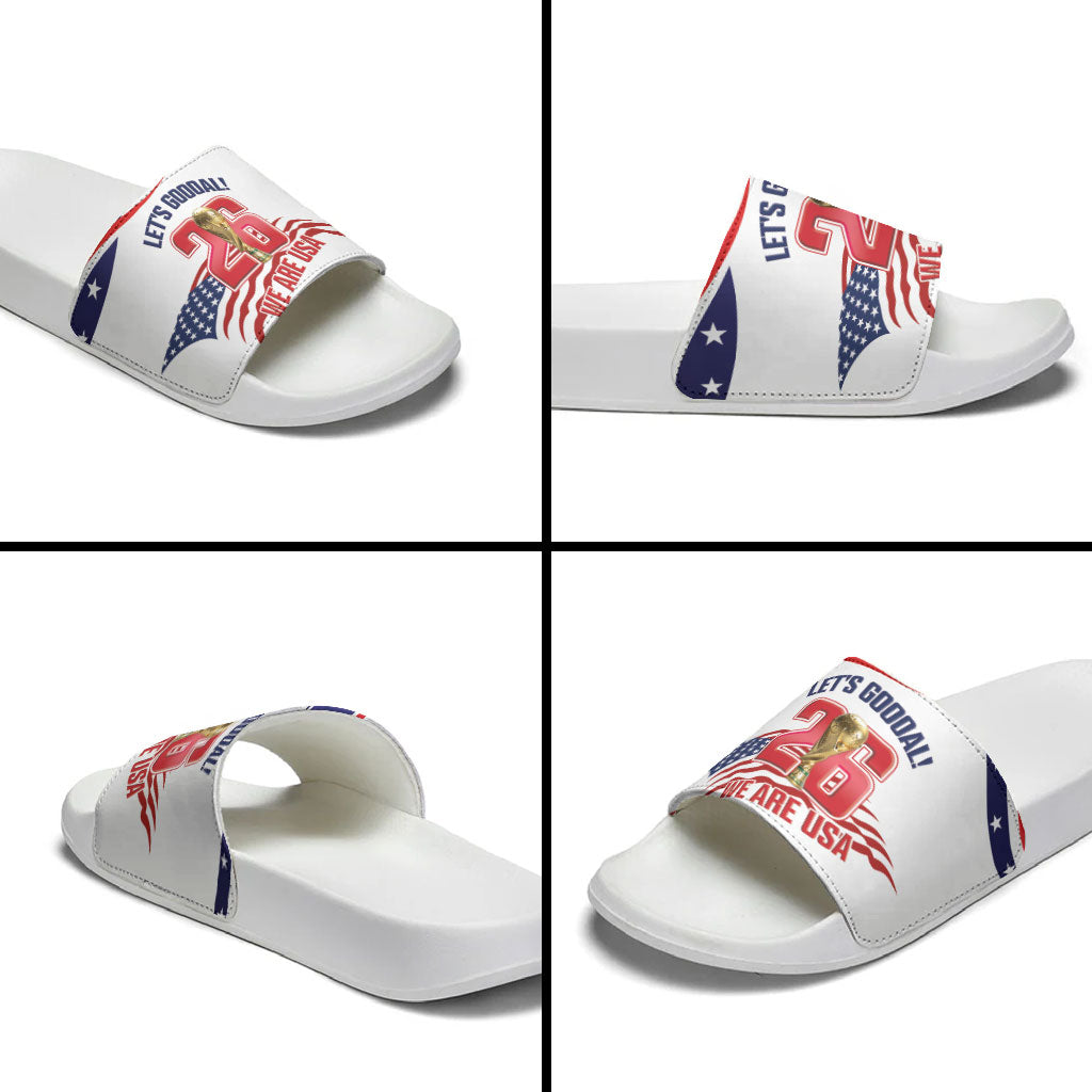 United States 2026 Soccer Slide Sandals We Are USA Go Champions Flag Waves