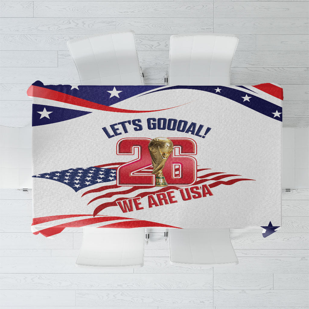 United States 2026 Soccer Tablecloth We Are USA Go Champions Flag Waves