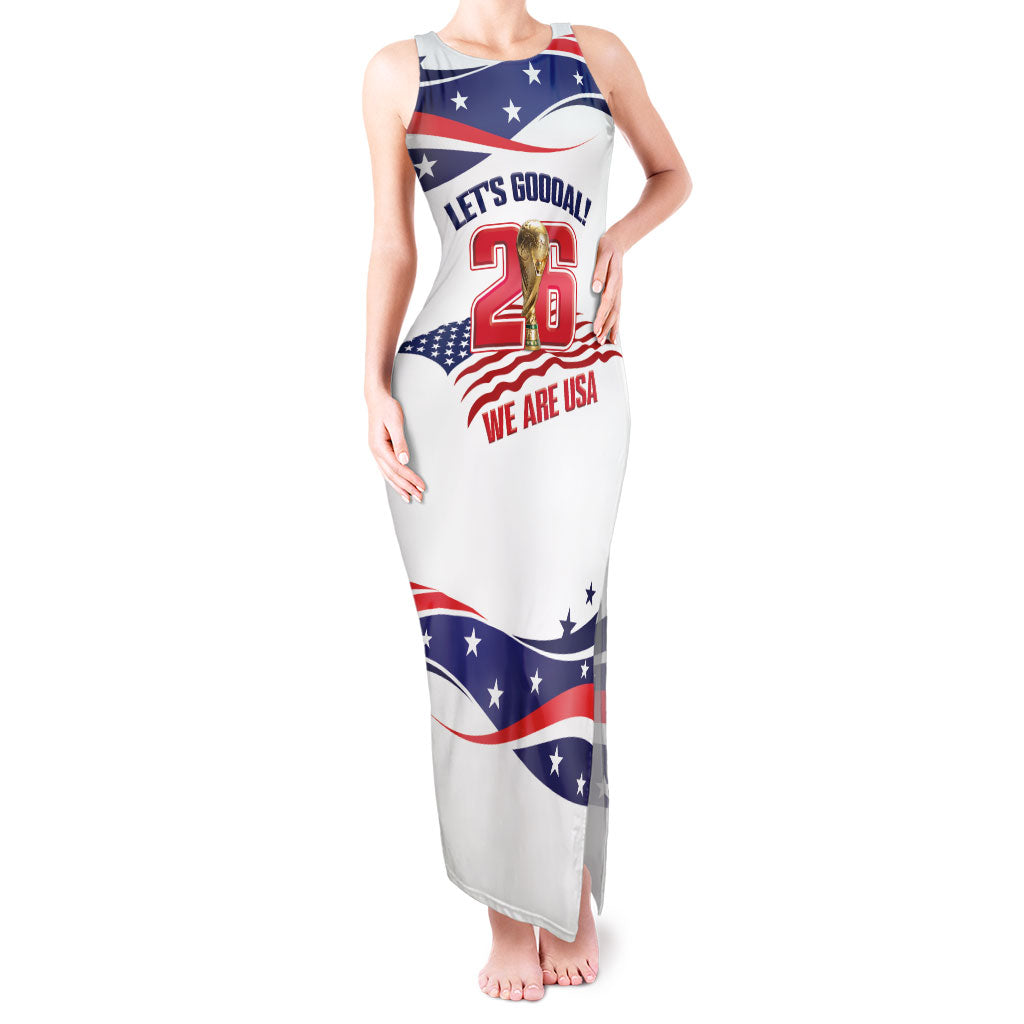 United States 2026 Soccer Custom Tank Maxi Dress We Are USA Go Champions Flag Waves