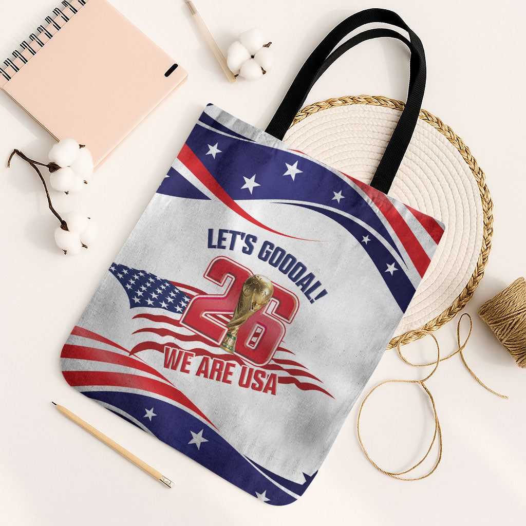 United States 2026 Soccer Tote Bag We Are USA Go Champions Flag Waves