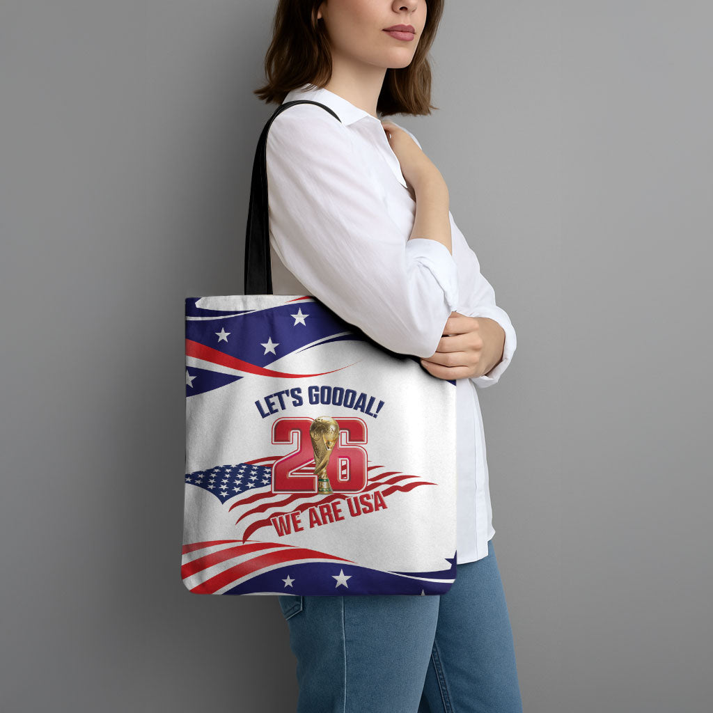 United States 2026 Soccer Tote Bag We Are USA Go Champions Flag Waves