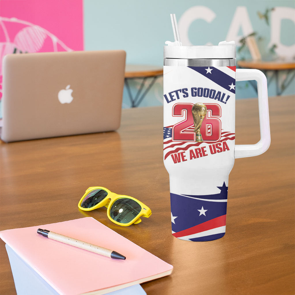 United States 2026 Soccer Custom Tumbler With Handle We Are USA Go Champions Flag Waves