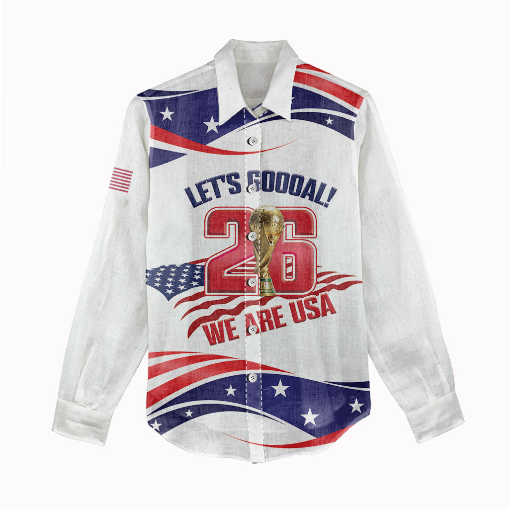 United States 2026 Soccer Custom Women Casual Shirt We Are USA Go Champions Flag Waves