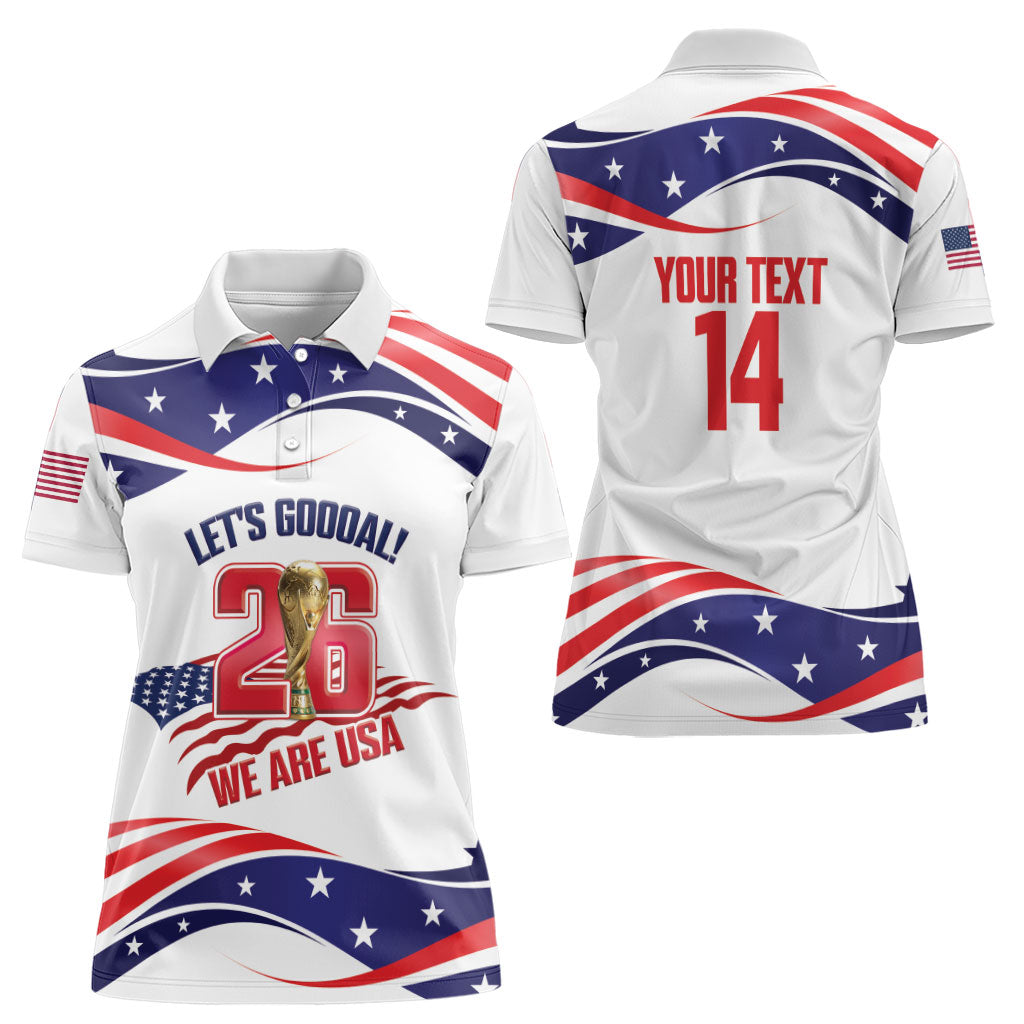 United States 2026 Soccer Custom Women Polo Shirt We Are USA Go Champions Flag Waves