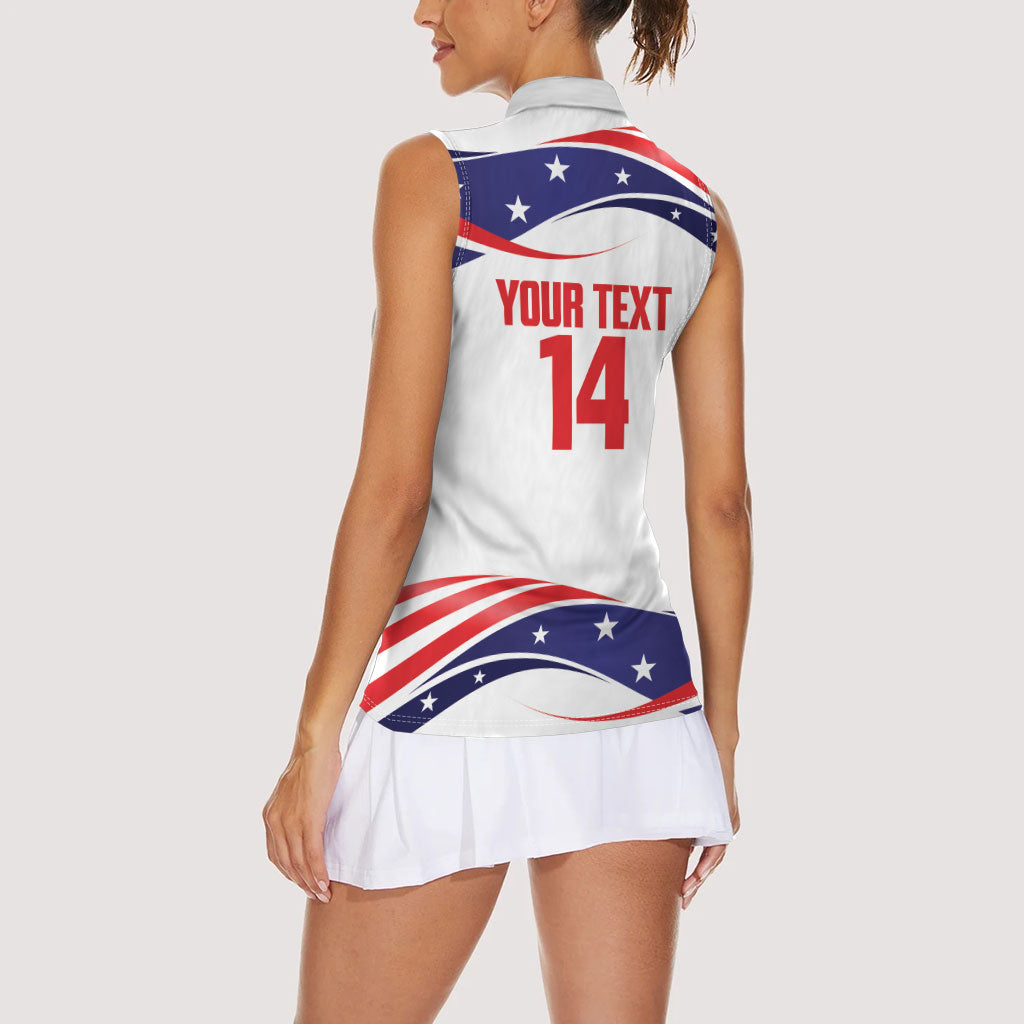 United States 2026 Soccer Custom Women Sleeveless Polo Shirt We Are USA Go Champions Flag Waves