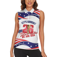 United States 2026 Soccer Custom Women Sleeveless Polo Shirt We Are USA Go Champions Flag Waves