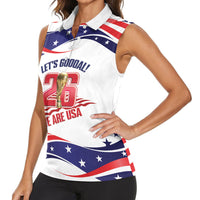 United States 2026 Soccer Custom Women Sleeveless Polo Shirt We Are USA Go Champions Flag Waves