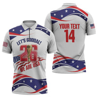United States 2026 Soccer Custom Zipper Polo Shirt We Are USA Go Champions Flag Waves