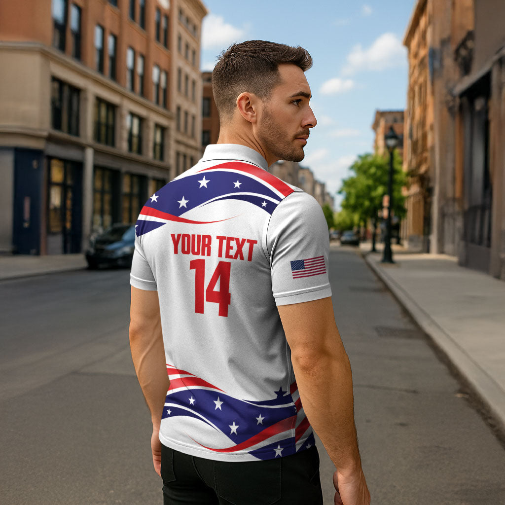 United States 2026 Soccer Custom Zipper Polo Shirt We Are USA Go Champions Flag Waves