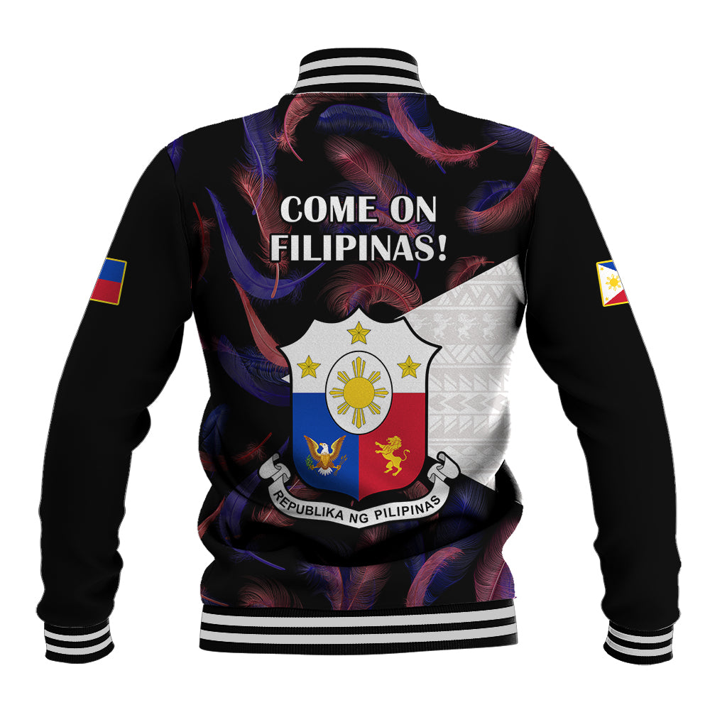 Philippines Football Baseball Jacket 2023 World Cup Go Filipinas Feather Black Version - Wonder Print Shop