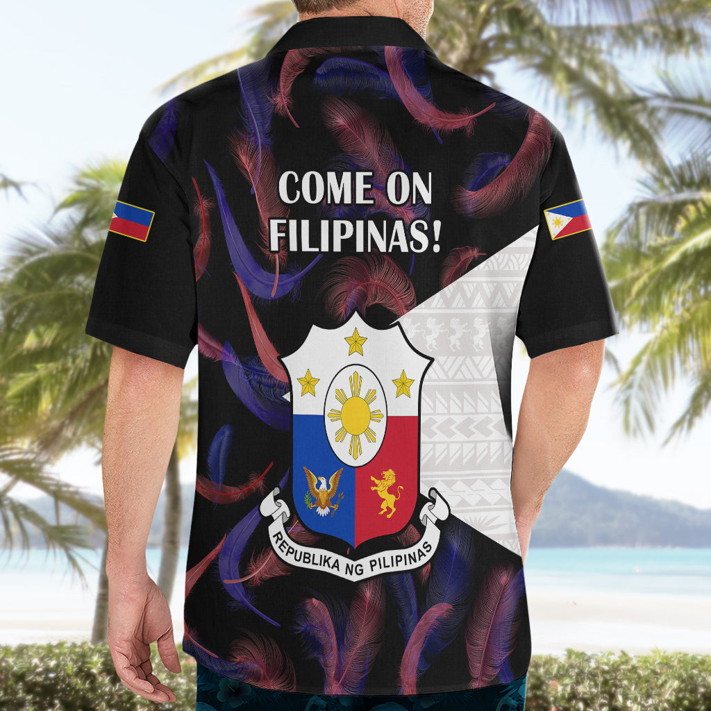 Philippines Football Hawaiian Shirt 2023 World Cup Go Filipinas Feather Black Version - Wonder Print Shop