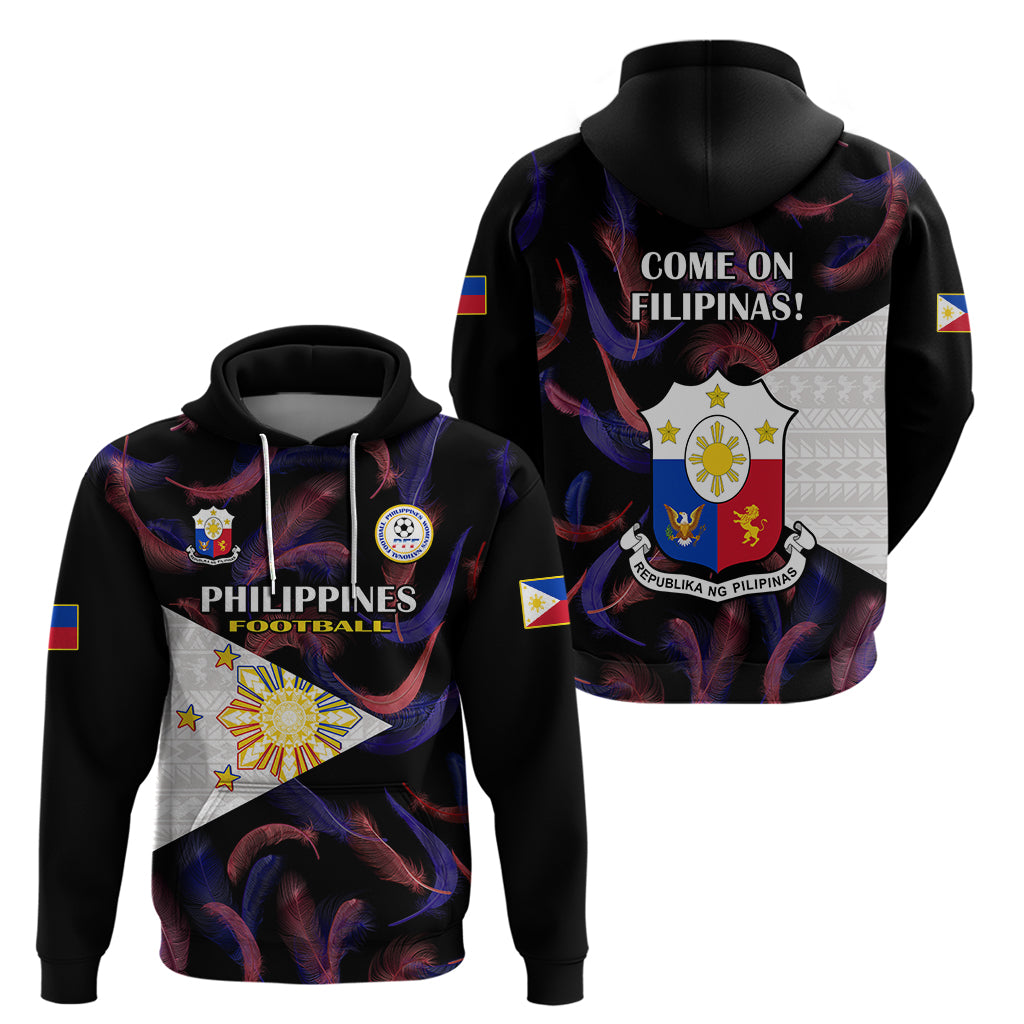 Philippines Football Hoodie 2023 World Cup Go Filipinas Feather Black Version - Wonder Print Shop