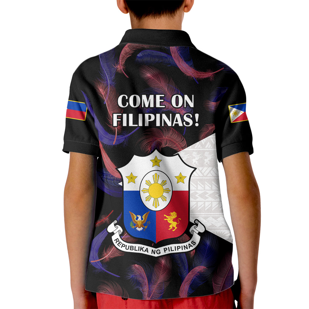 Philippines Football Kid Polo Shirt 2023 World Cup Go Filipinas Feather Black Version - Wonder Print Shop