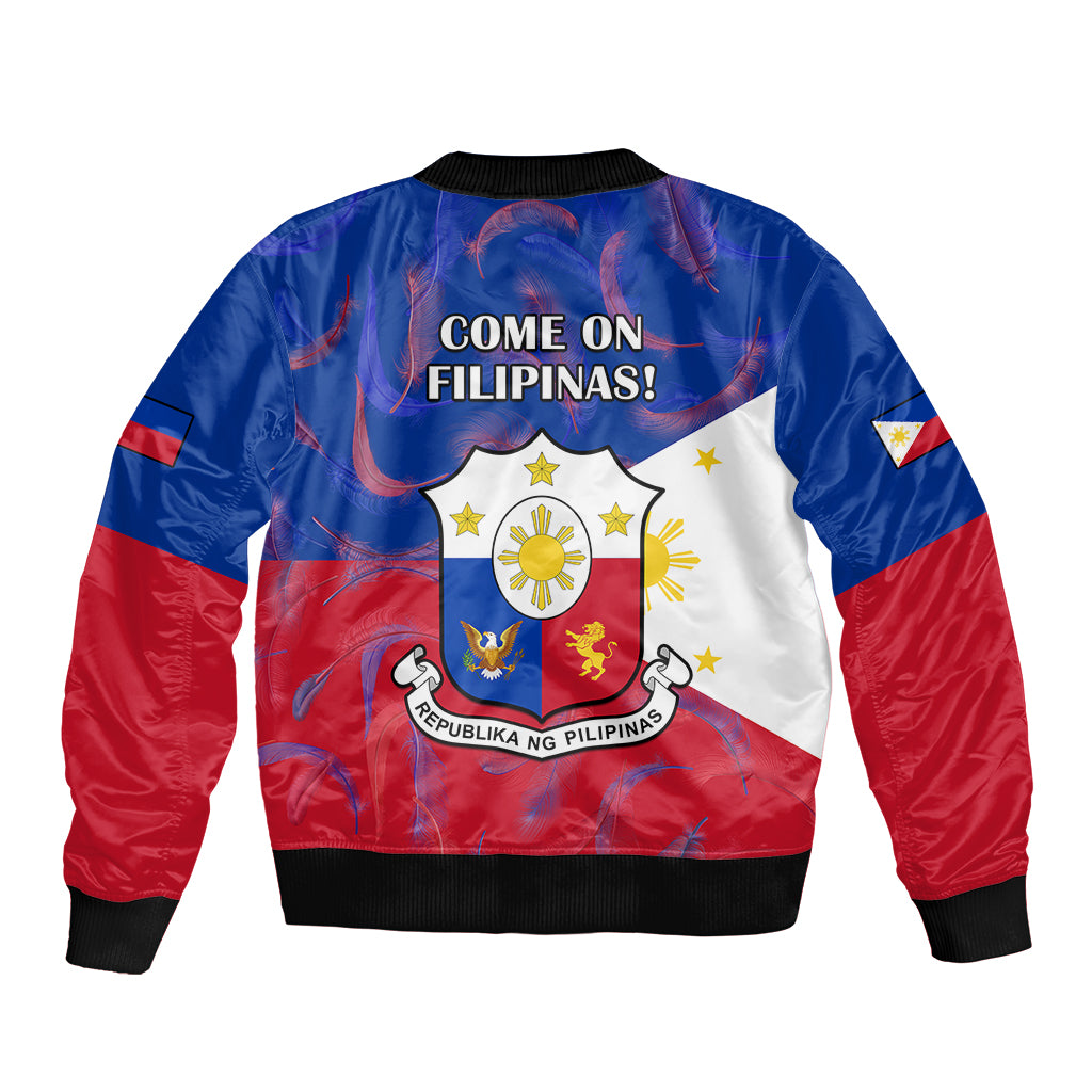Philippines Football Bomber Jacket 2023 World Cup Go Filipinas Feather Flag Version - Wonder Print Shop