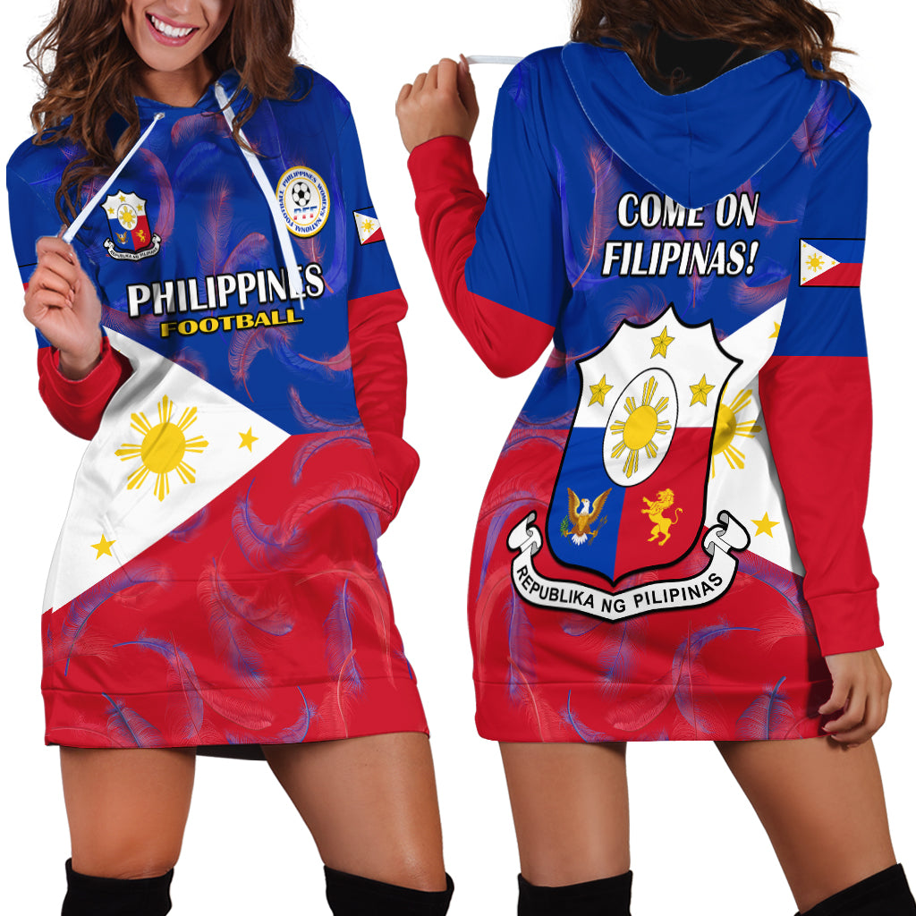 Philippines Football Hoodie Dress 2023 World Cup Go Filipinas Feather Flag Version - Wonder Print Shop