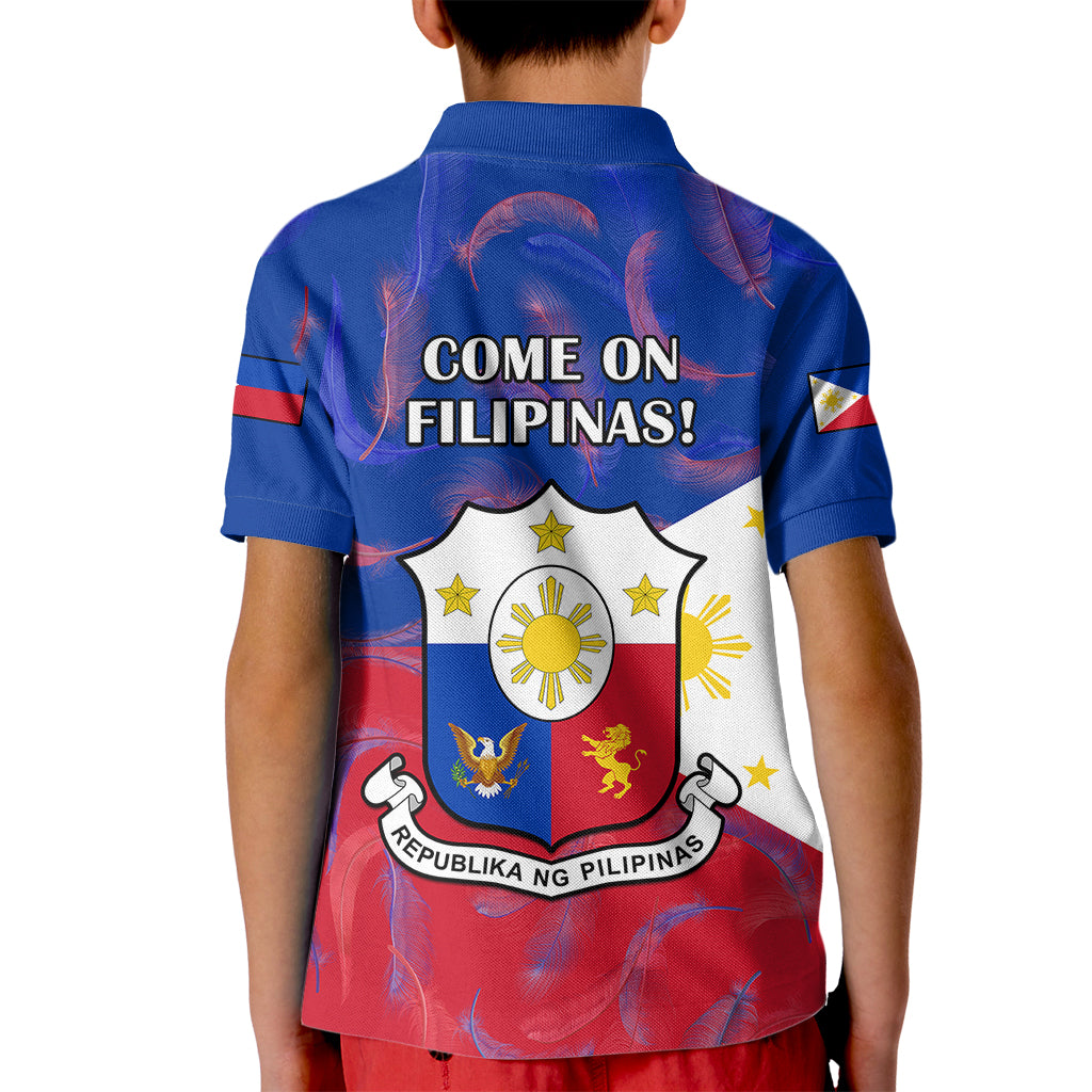 Philippines Football Kid Polo Shirt 2023 World Cup Go Filipinas Feather Flag Version - Wonder Print Shop
