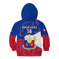 Custom Philippines Football Kid Hoodie 2023 World Cup Go Filipinas Feather Flag Version - Wonder Print Shop