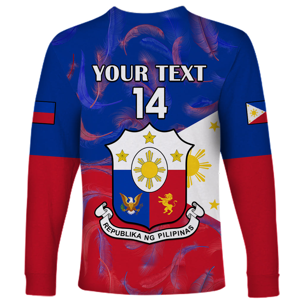 Custom Philippines Football Long Sleeve Shirt 2023 World Cup Go Filipinas Feather Flag Version - Wonder Print Shop