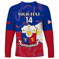 Custom Philippines Football Long Sleeve Shirt 2023 World Cup Go Filipinas Feather Flag Version - Wonder Print Shop