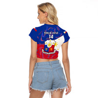 Custom Philippines Football Raglan Cropped T Shirt 2023 World Cup Go Filipinas Feather Flag Version - Wonder Print Shop